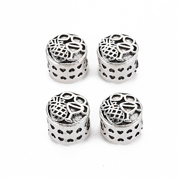 Tibetan Style Alloy European Beads Settings for Enamel, Cadmium Free & Lead Free, Flat Round, Antique Silver, 11x10.5x9mm, Hole: 4.5mm, about 240pcs/1000g