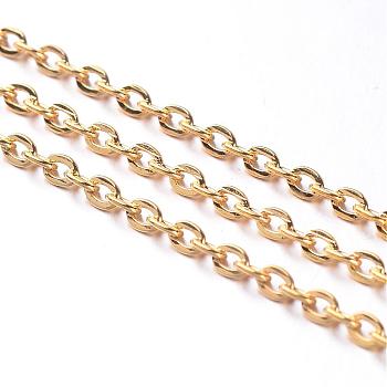 Iron Cable Chains, Unwelded, with Spool, Flat Oval, Popular for Jewelry Making, Important Decoration, Lead Free, Golden, 3x2x0.6mm, about 328.08 Feet(100m)/roll