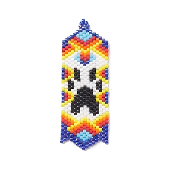 Handmade MIYUKI Japanese Seed Loom Pattern Seed Beads, Flag with Ghost Pendants for Halloween, Colorful, 56x20x1.7mm, Hole: 1.2mm