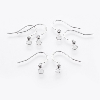 316 Surgical Stainless Steel French Earring Hooks, with Horizontal Loop, Flat Earring Hooks, Stainless Steel Color, 15.5~16x18.9~19mm, Hole: 2mm, 21 Gauge, Pin: 0.7mm