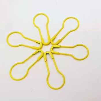 Iron Safety Pins, Calabash/Gourd Pin, Bulb Pin, Sewing Tool, Yellow, 22x10x1.5mm, about 1000pcs/bag