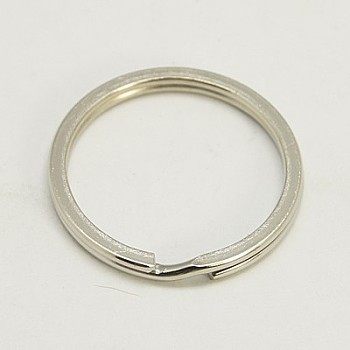 Iron Split Key Rings, Keychain Clasp Findings, Platinum, 21mm