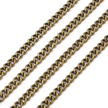 Iron Cuban Link Chains, Chunky Chains, Unwelded, with Spool, Oval, Antique Bronze, 5x4x1mm, about 164.04 Feet(50m)/roll
