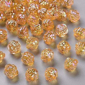 Transparent Acrylic Beads, AB Color, Flower, Orange, 11.5x11.5mm, Hole: 1.8mm, about 780pcs/500g