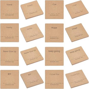 80Pcs 8 Patterns Paper Necklace Display Cards, Square with Word Pattern, Word, 8x8x0.04cm, 10pcs/pattern