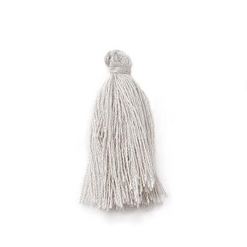 Polycotton(Polyester Cotton) Tassel Pendant Decorations, Linen, 28~34x5mm, about 300pcs/bag