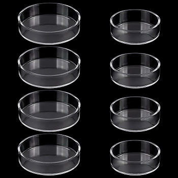 8Pcs 2 Style Transparent Acrylic Aquarium Shrimp Feeding Dishes, Small Fish Feeding Bowl, Flat Round, Clear, 66~86x20mm, 4pcs/style