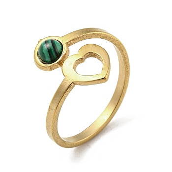 304 Stainless Steel with Synthetic Malachite Ring, Inner Diameter: 18mm.