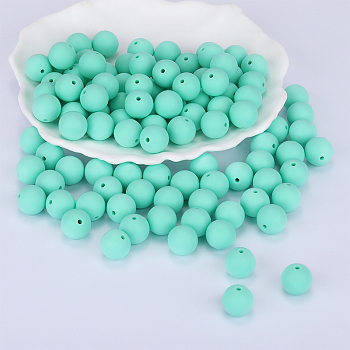 Round Silicone Focal Beads, Chewing Beads For Teethers, DIY Nursing Necklaces Making, Mint Cream, 15mm, Hole: 2mm