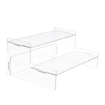2-Tier Acrylic Action Figure Display Risers, Model Toy Assembled Organizer Holders, for Minifigures, Toys, Collections Display, Clear, Finish Product: 22x16x10cm