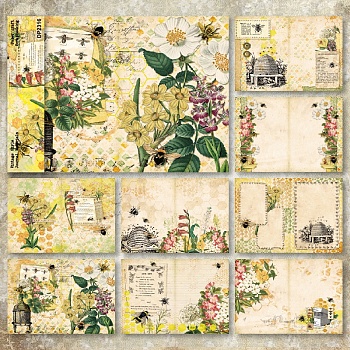 Flower Theme Paper Scrapbook Paper, for DIY Album Scrapbook, Background Paper, Diary Decoration, Colorful, 210x145mm, 8 style, 1pc/style, 8pcs/set