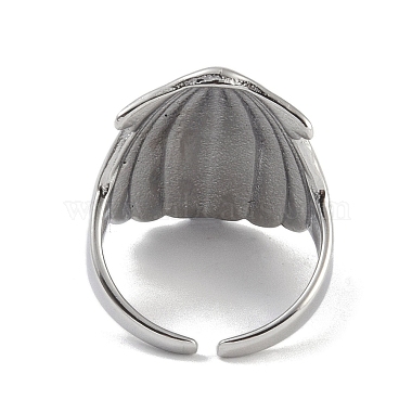 304 anillo de puño abierto con forma de concha de acero inoxidable para mujer(RJEW-Z037-01P)-3