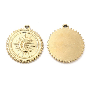 Real 18K Gold Plated Flat Round 316L Surgical Stainless Steel Pendants