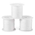 3 Rolls 3 Styles Nylon Braided Cord, Chinese Knotting Cord for Jewelry Making Macrame Craft, White, 0.4~0.8mm, 28~40m/Roll, 1 roll/style(NWIR-TADJ00001-01)