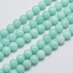 Natural Malaysia Jade Beads Strands, Imitation Amazonite, Round, Dyed, Pale Turquoise, 8mm, Hole: 1mm, about 48pcs/strand, 15 inch(G-A146-8mm-B07)