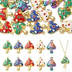 20Pcs 5 Styles Alloy Enamel Pendants, Mushroom Charms, Golden, Mixed Color, 23~25.5x16~17.5x3.5~5mm, Hole: 1.5~2mm, 4pcs/style(ENAM-YW0009-49)