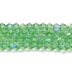 Transparent Electroplate Glass Beads Strands, AB Color Plated, Faceted, Bicone, Light Green, 3.5~3.8x3mm, Hole: 0.8mm, about 107~110pcs/strand, 32.5~34cm(EGLA-A039-T3mm-L24)