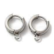 201 Stainless Steel Huggie Hoop Earrings Findings, with Vertical Loop, with 316 Surgical Stainless Steel Earring Pins, Ring, Stainless Steel Color, 13x4mm, Hole: 2.7mm, Pin: 1mm(STAS-A167-01S-P)