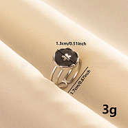Fashion Round with Flower Enamel Open Cuff Ring, Simple Stainless Steel Jewelry for Women(TJ2541-1)