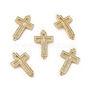 Brass Micro Pave Clear Cubic Zirconia Connector Charms, Religion Cross Links, Real 18K Gold Plated, 22.5x13.5x2.5mm, Hole: 1.5mm(KK-E068-VB326)