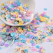 Ornament Accessories, PVC Plastic Paillette/Sequins Beads, AB Color Plated, Smiling Face, Mixed Color, 6x0.4mm(PVC-L001-06)