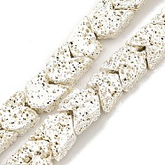 Electroplated Natural Lava Rock Beads Strands, Arrow, Silver Plated, 7~8x6~7x2.5~3mm, Hole: 1mm, about 63pcs/strand, 15.98''(40.6cm)(G-I360-X02-04)