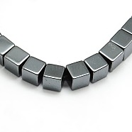 Grade AA Non-magnetic Synthetic Hematite Cube Beads Strands, 4x4x4mm, Hole: 1mm, about 100pcs/strand, 16 inch(G-F161-11C)