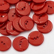 Acrylic Sewing Buttons for Costume Design, Plastic Shirt Buttons, 2-Hole, Dyed, Flat Round with Moon Pattern, Dark Red, 20x2mm, Hole: 1mm(BUTT-E093-A-02)