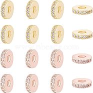 Brass Micro Pave Cubic Zirconia Bead Spacers, Flat Round, Golden & Rose Gold, 8x2mm, Hole: 3mm, 16pcs/box(ZIRC-NB0001-38)