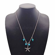 Starfish Pendant Necklace, Cable Chains(JN5194-1)