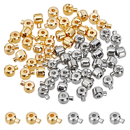 60Pcs 2 Colors Brass Crimp Beads, Rondelle, Platinum & Golden, 4.5x3.5x3mm, Hole: 1mm, 30pcs/color(FIND-AR0001-55)