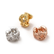 Rack Plating Brass Micro Pave Cubic Zirconia Spacer Beads, Long-Lasting Plated, Cadmium Free & Lead Free, Hollow Flower, Mixed Color, 6x4mm, Hole: 0.7mm(KK-C010-31)