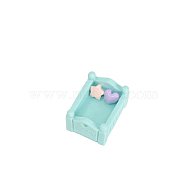 Resin Dollhouse Beds, Miniature Ornaments, for Garden Dollhouse Accessories, Pale Turquoise, 30x22mm(PW-WGB89EB-03)