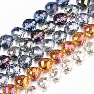 Electroplate Glass Beads Strands, AB Color Plated, Faceted Teardrop, Mixed Color, 12x12mm, Hole: 1.2mm, about 50pcs/strand, 23.62''(60cm)(EGLA-S194-05A)