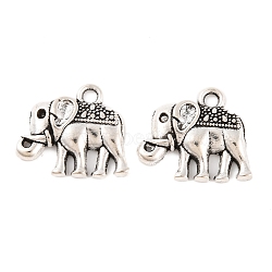 Tibetan Style Alloy Charms Pendants, Cadmium Free & Lead Free, Elephant, Antique Silver, 15x17x3mm, Hole: 2mm(TIBEP-A124745-AS-LF)