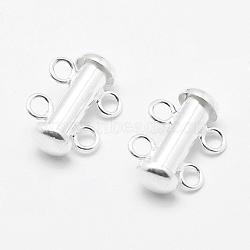 Sterling Silver Slide Lock Clasps, Carved 925 Silver, 15x11x6mm, Hole: 2mm(STER-K035-01)