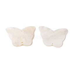 Natural Shell Connector Charms, Butterfly, Snow, 36x48x3mm, Hole: 1.6~1.8mm(BSHE-H018-12)