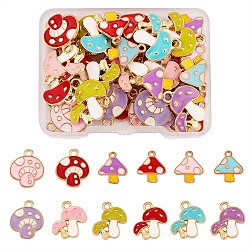 48Pcs 12 Style Autumn Theme Alloy Enamel Charms, Light Gold, Mushroom, Mixed Color, 15~19.5x13~18x1.5~2.5mm, Hole: 1.5~2.5mm, 4pcs/style(ENAM-SZ0003-12)