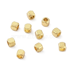 201 Stainless Steel Beads, Cube, Real 18K Gold Plated, 2x2x2mm, Hole: 1mm(STAS-K274-07A-G)