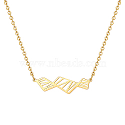 Hollow Trapezoid Stainless Steel Pendant Necklaces for Women, Real 18K Gold Plated, 17.72 inch(45cm)(TK1398-1)