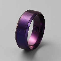 304 Stainless Steel Plain Band Rings, Purple, US Size 10 1/2(20.1mm)(RJEW-WH0003-43E)