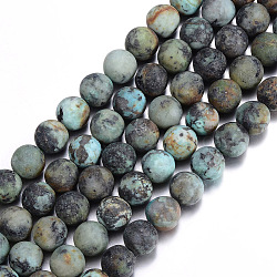 Frosted Natural African Turquoise(Jasper) Round Beads Strands, 10mm, Hole: 1mm, about 36~38pcs/strand, 14.5 inch(X-G-D746-10mm)