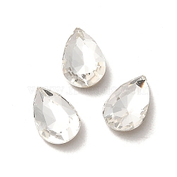 Glass Rhinestone Cabochons, Point Back & Back Plated, Faceted, Teardrop, Crystal, 8x5x2.5mm(RGLA-P037-11A-001)