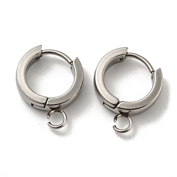 201 Stainless Steel Huggie Hoop Earrings Findings, with Vertical Loop, with 316 Surgical Stainless Steel Earring Pins, Ring, Stainless Steel Color, 13x4mm, Hole: 2.7mm, Pin: 1mm