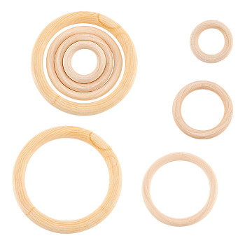 8Pcs 4 Styles Unfinished Wood Rings, Ring, Old Lace, 50~125x10mm, 2pcs/style