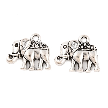 Tibetan Style Alloy Charms Pendants, Cadmium Free & Lead Free, Elephant, Antique Silver, 15x17x3mm, Hole: 2mm