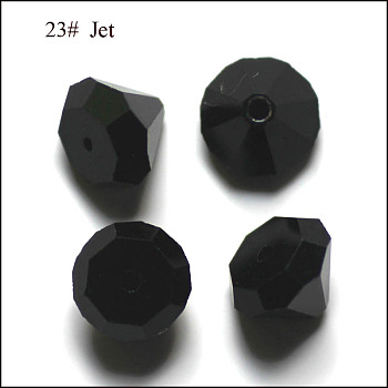Imitation Austrian Crystal Beads, Grade AAA, Faceted, Diamond, Black, 9.5~10x7~8mm, Hole: 0.9~1mm