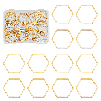 50Pcs 201 Stainless Steel Linking Rings, Hexagon, Golden, 18x16x1mm