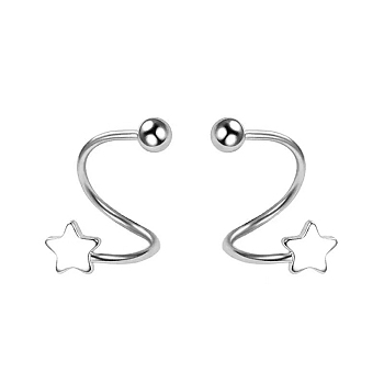 S925 Silver S-shaped Earrings Cuff Earrings, Silver