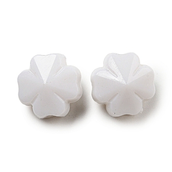 Opaque Acrylic European Beads, Large Hole Beads, Clover, White, 13.5x13.5x10mm, Hole: 5mm, about 625pcs/500g